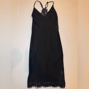 Lulu's Black Dress with Lace Trim